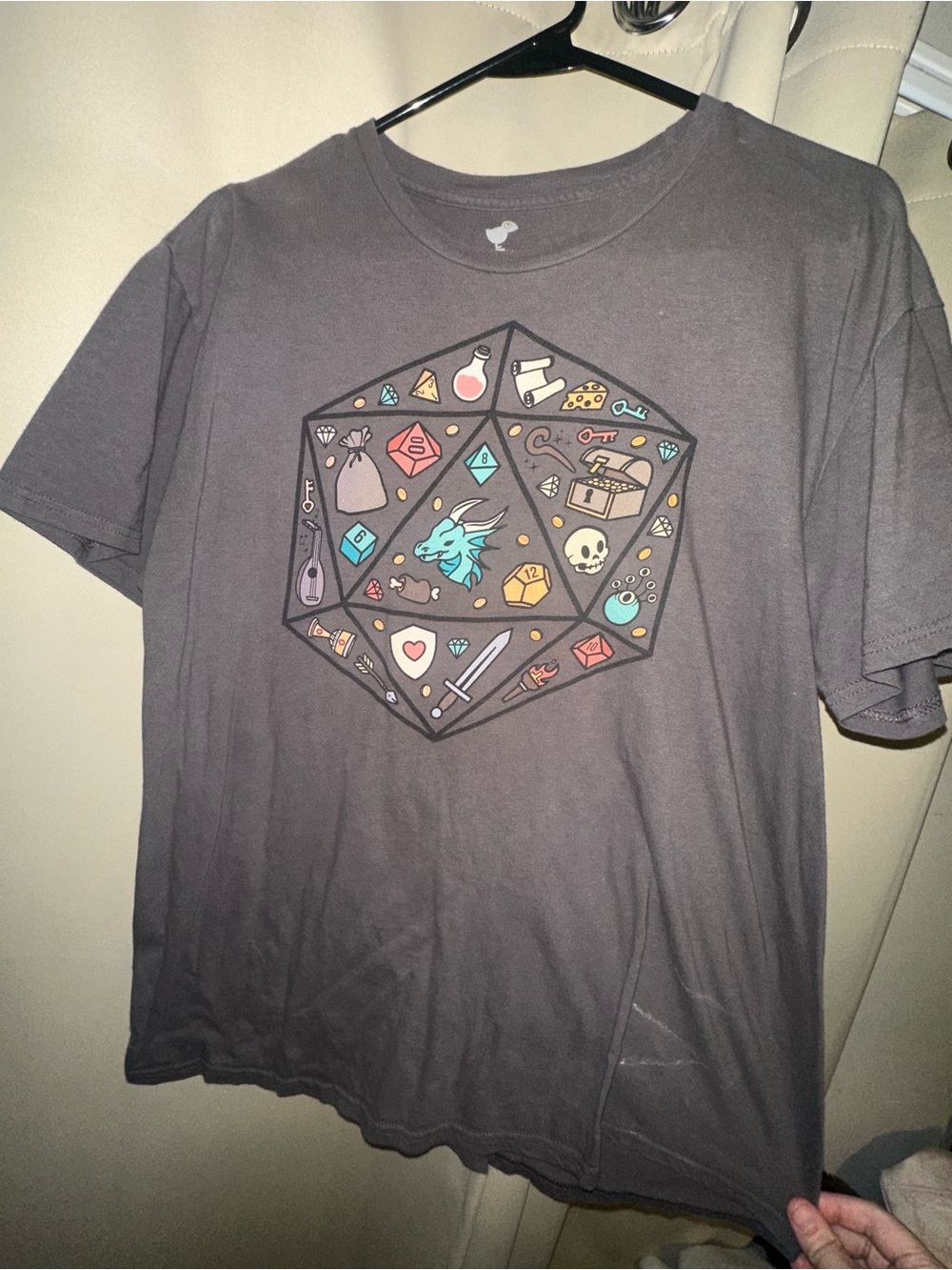 "Play The Roll" graphic t-shirt dragon dice adult size xl